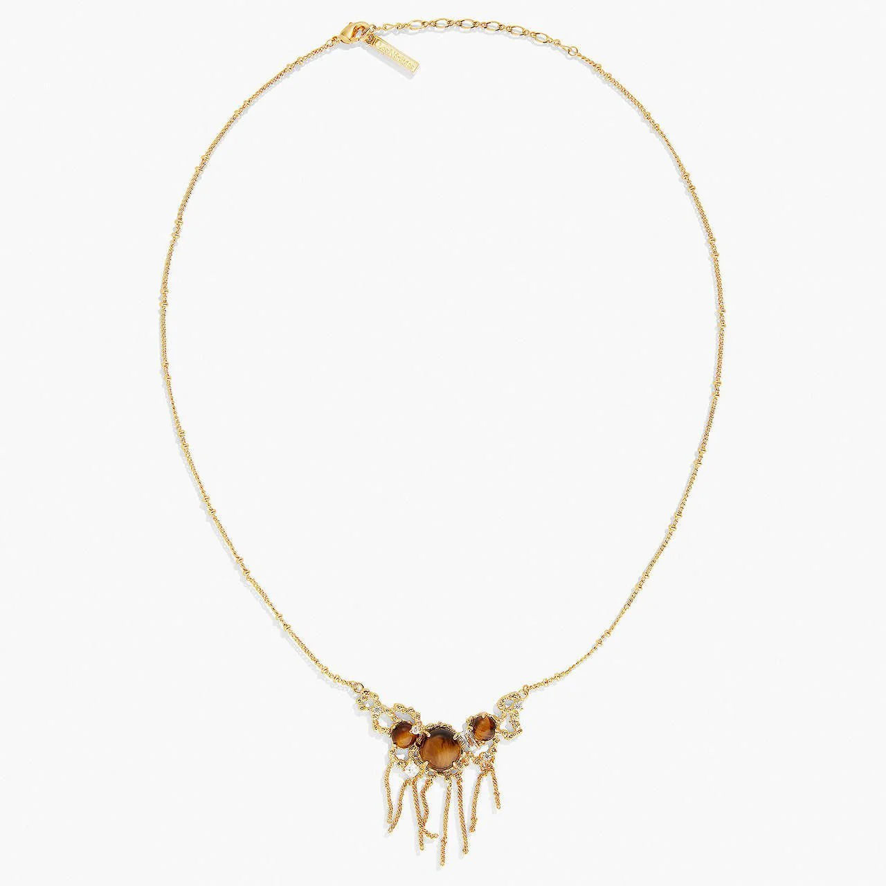 Tiger Eye And Gold Links Statement Necklace | APTM3041 - Image 2