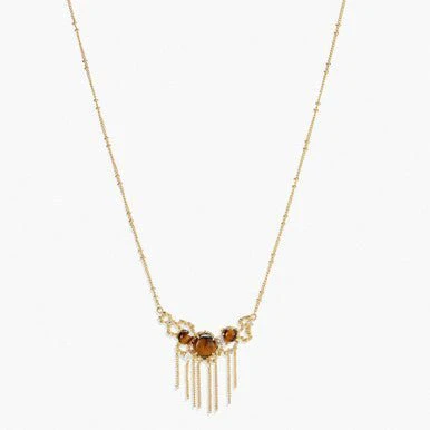 Tiger Eye And Gold Links Statement Necklace | APTM3041 - Image 6