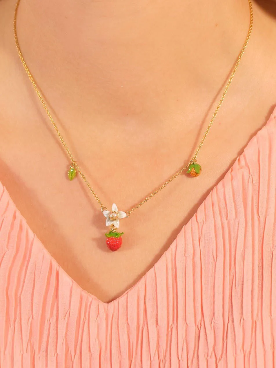 Raspberries And Flower Pendant Necklace | APVE3041 - Image 2