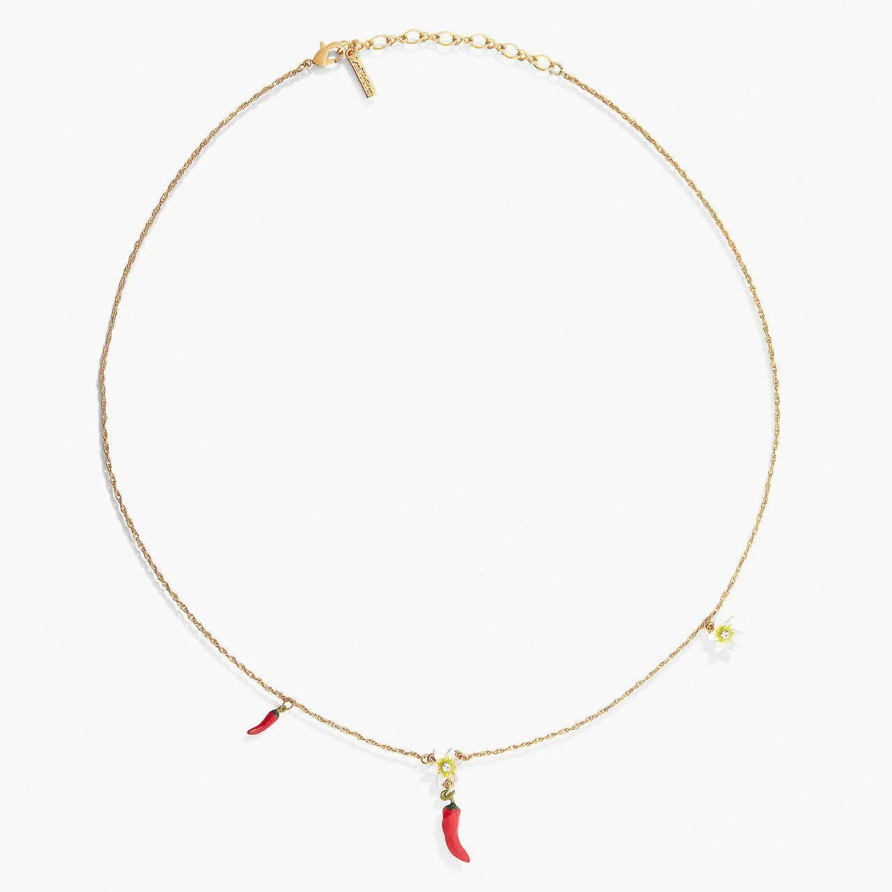 Red Chillies And Flowers Pendant Necklace | APVE3061 - Image 3