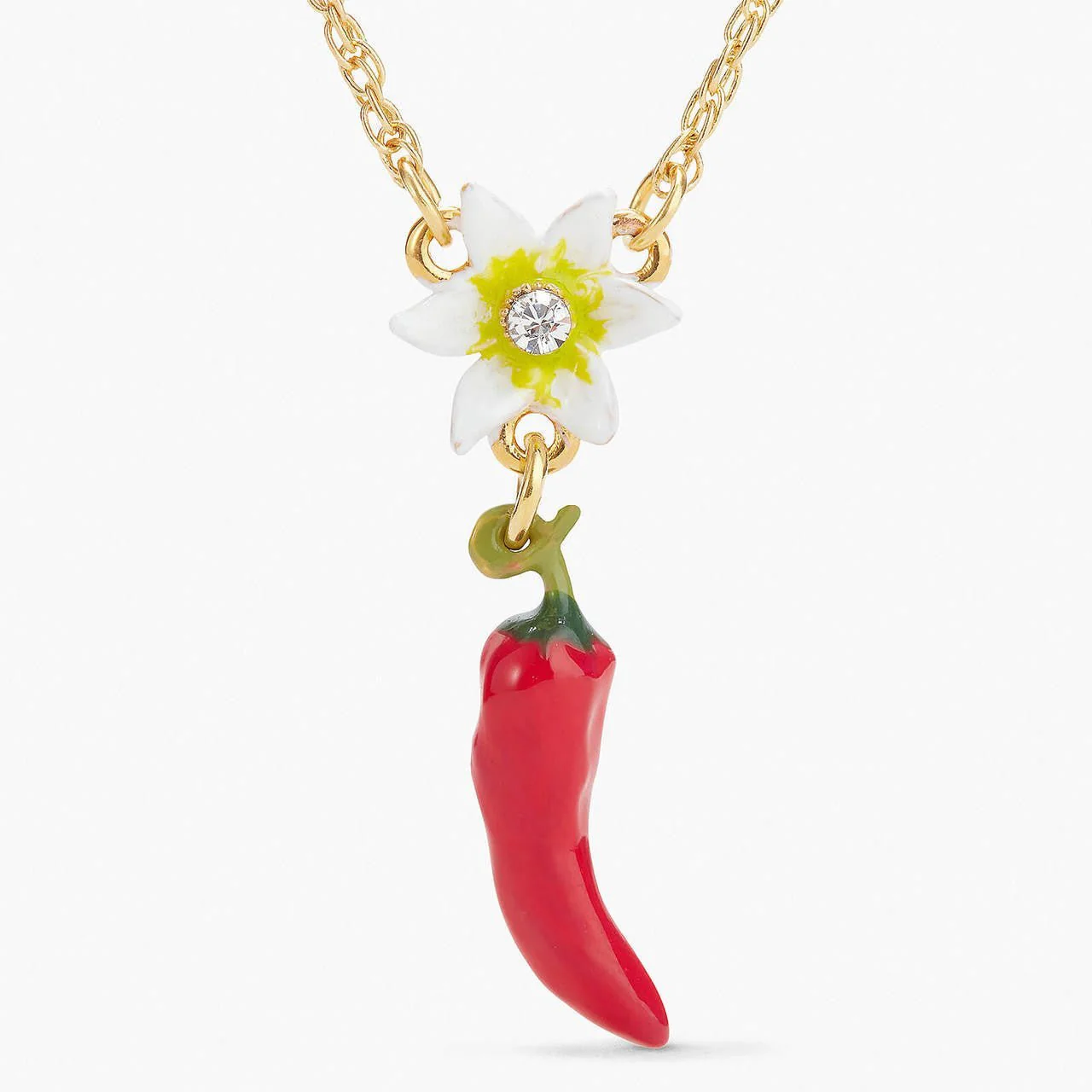 Red Chillies And Flowers Pendant Necklace | APVE3061 - Image 4
