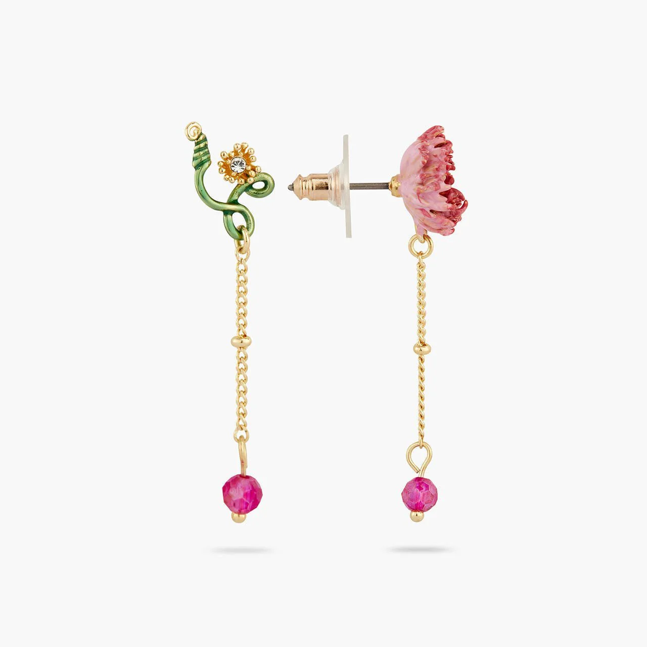 Chrysanthemum And Stem Dangling Earrings | AQBI1031 - Image 4