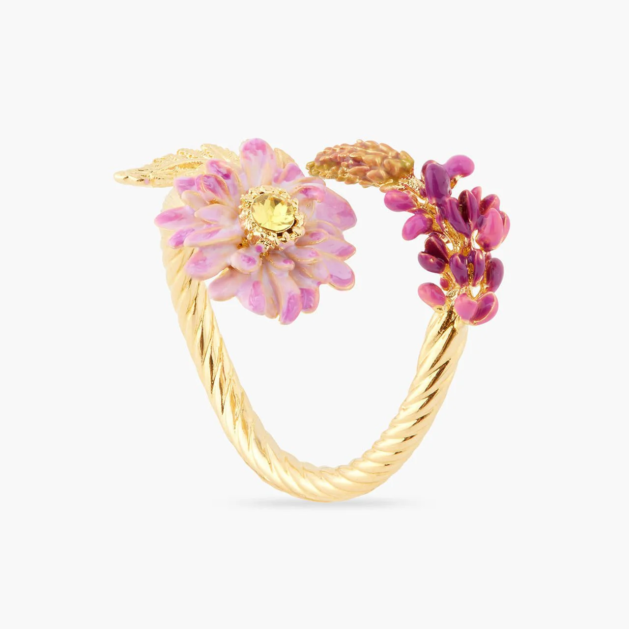Lupine And Lotus Flower Adjustable Ring | AQBI6011