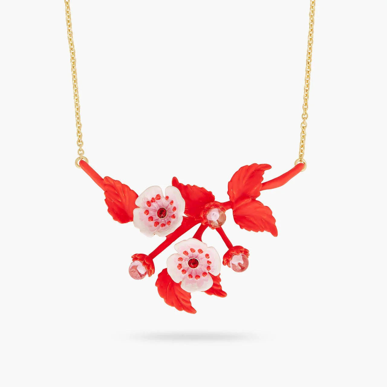Anemone and crystal thin necklace | AQHC3011