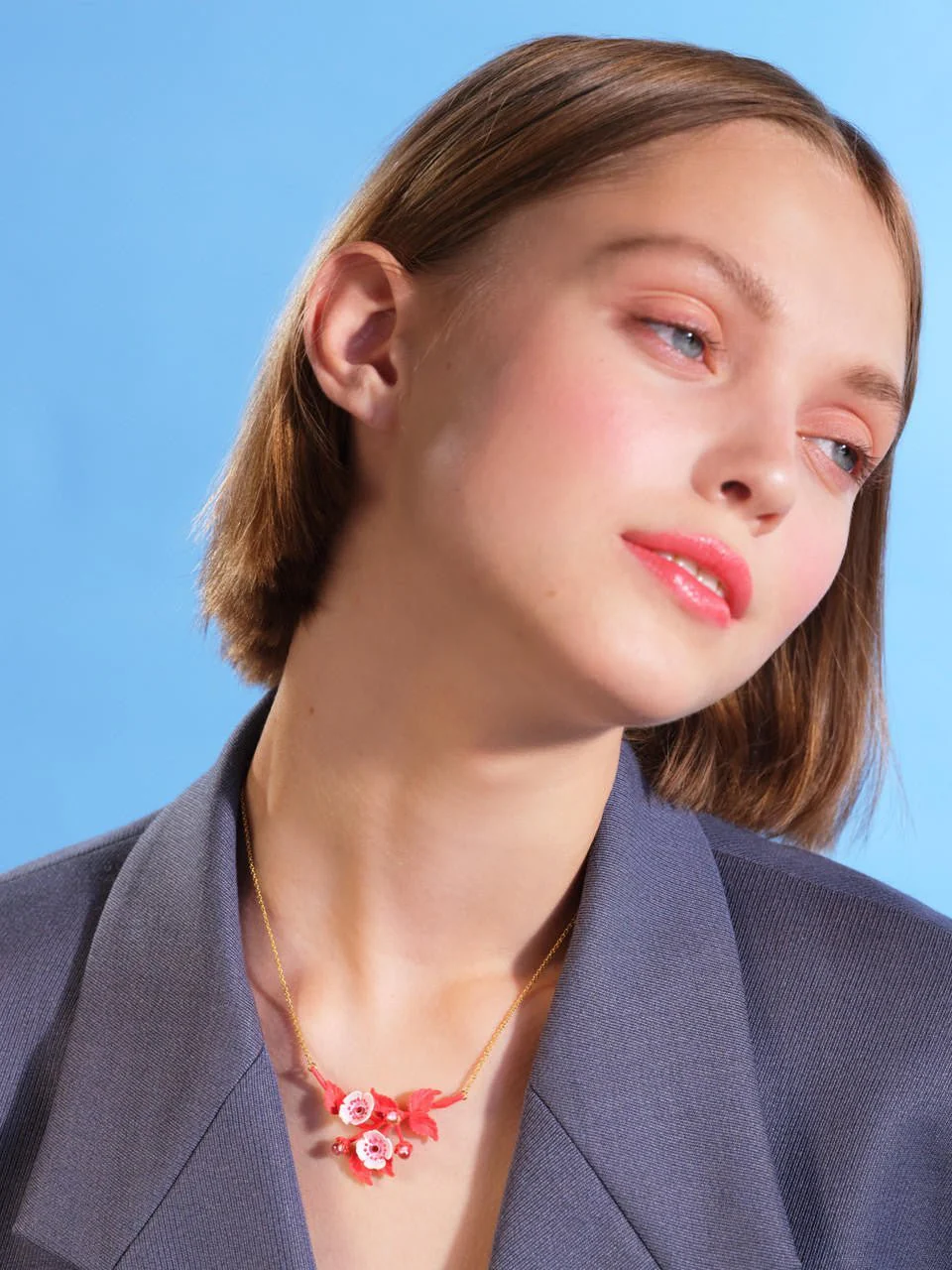 Anemone and crystal thin necklace | AQHC3011 - Image 2