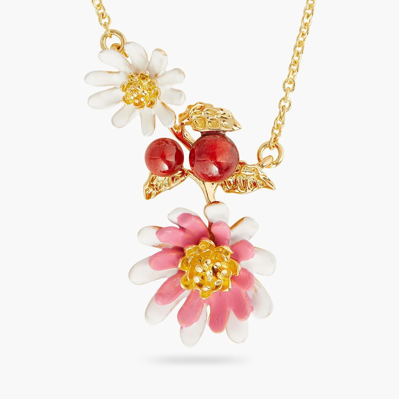 Pink and white anemone thin necklace | AQHC3021 - Image 4