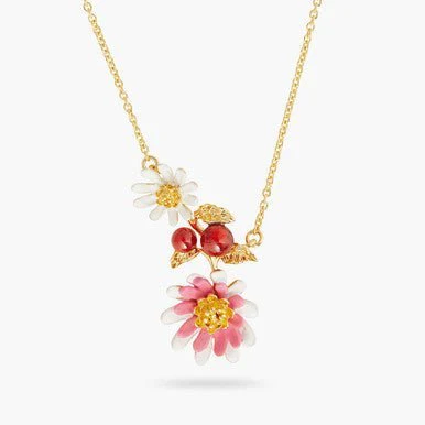 Pink and white anemone thin necklace | AQHC3021 - Image 5
