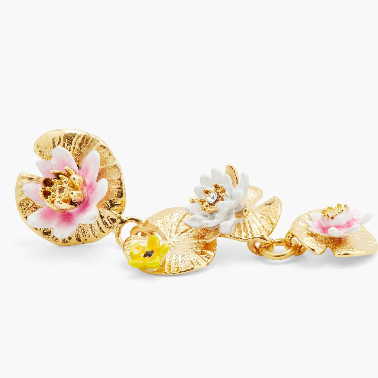 White Water Lily And Lapis Lazuli Earrings | AQJF1071 - Image 4