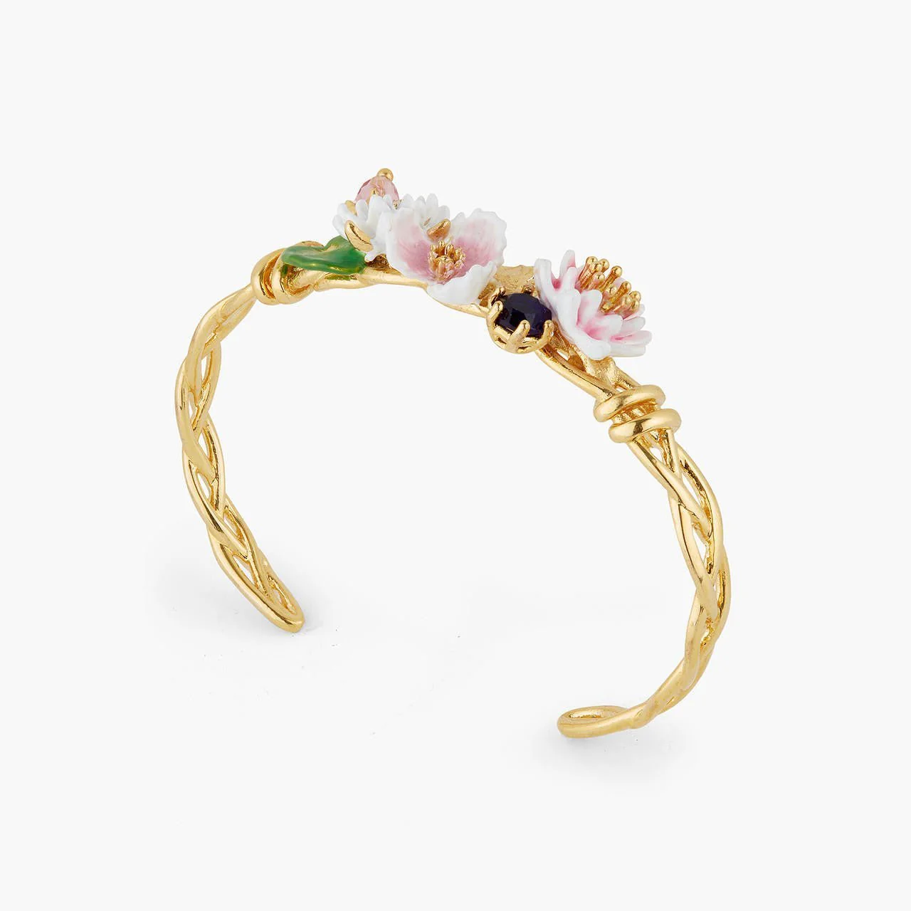 Water Lily Garden And Blue Stone Bangle Bracelet | AQJF2031