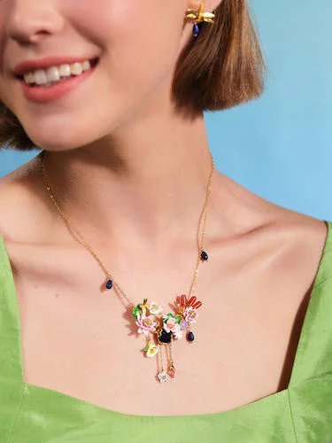 Water Garden And Lapis Lazuli Statement Necklace | AQJF3011 - Image 2