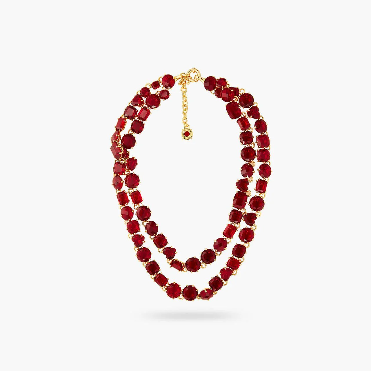 Garnet Red Diamantine Luxurious Two Row Necklace | AQLD3551 - Image 2