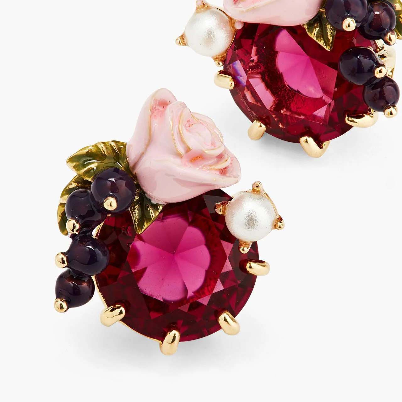 Roses And Blackcurrant Berries Earrings | AQNC1041 - Image 8