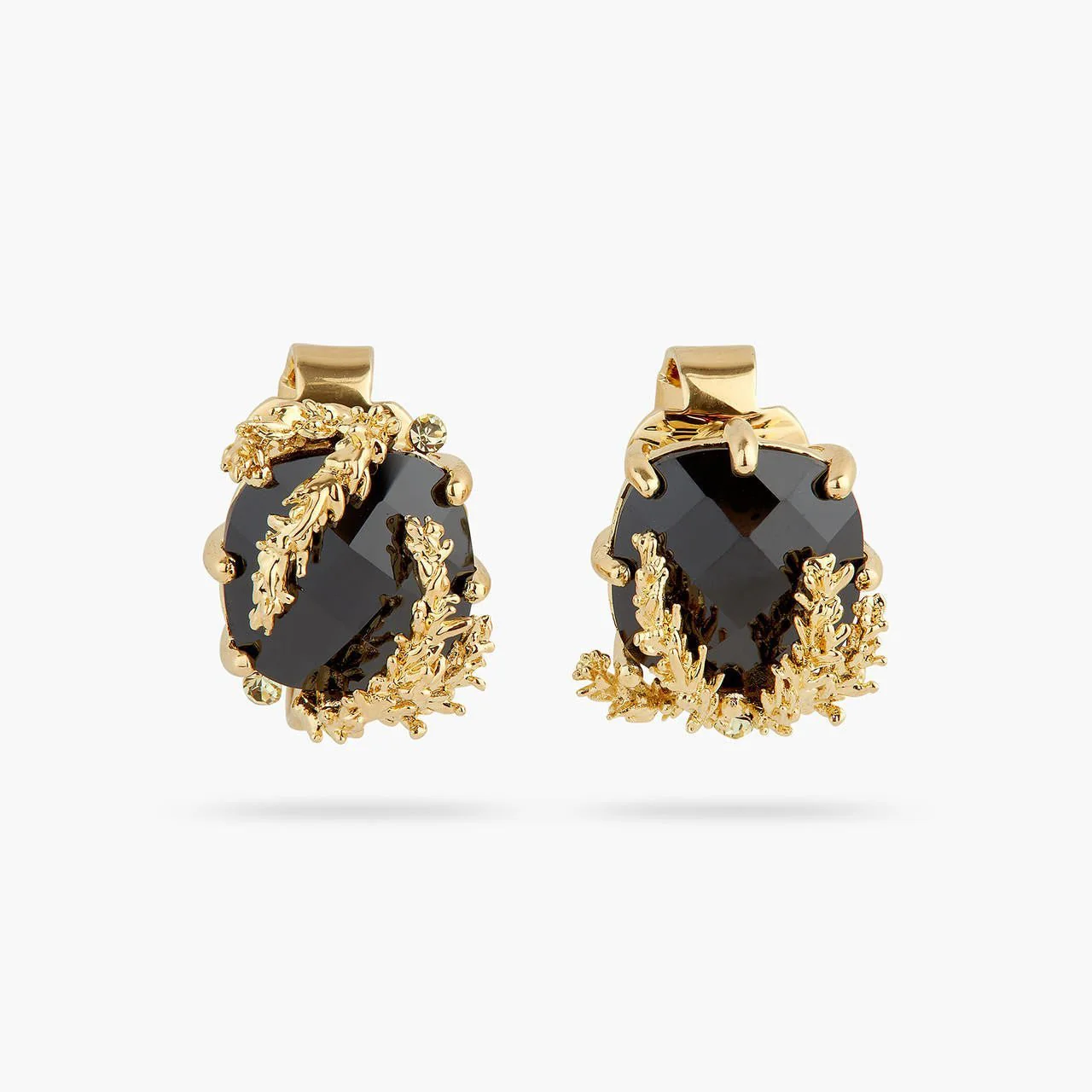 Patchouli Flower And Black Faceted Crystal Earrings | AQNC1051 - Image 9