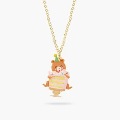 Cuddly bear and birthday cake pendant necklace | AQPP3021 - Image 4