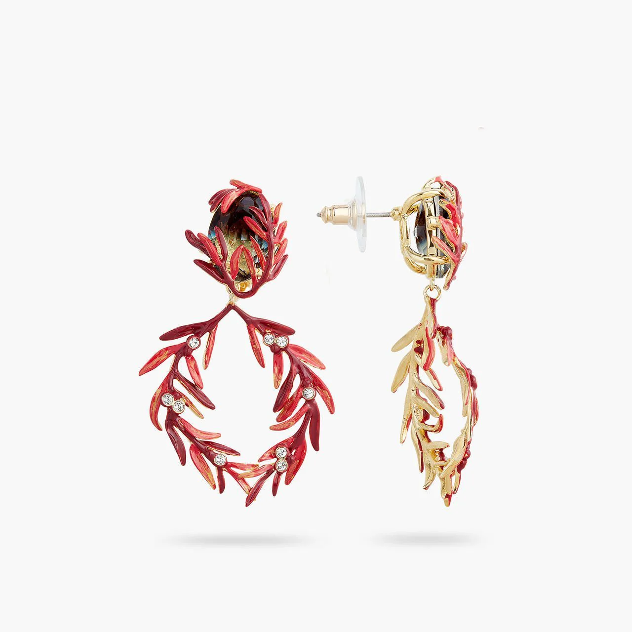 Foliage, Stones And Small Crystals Earrings | AQPS1041 - Image 4