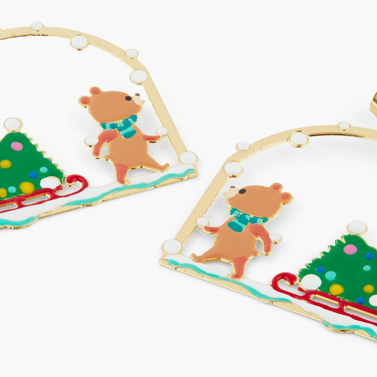 Christmas tree and cuddly bear earrings | AQSP1191 - Image 3