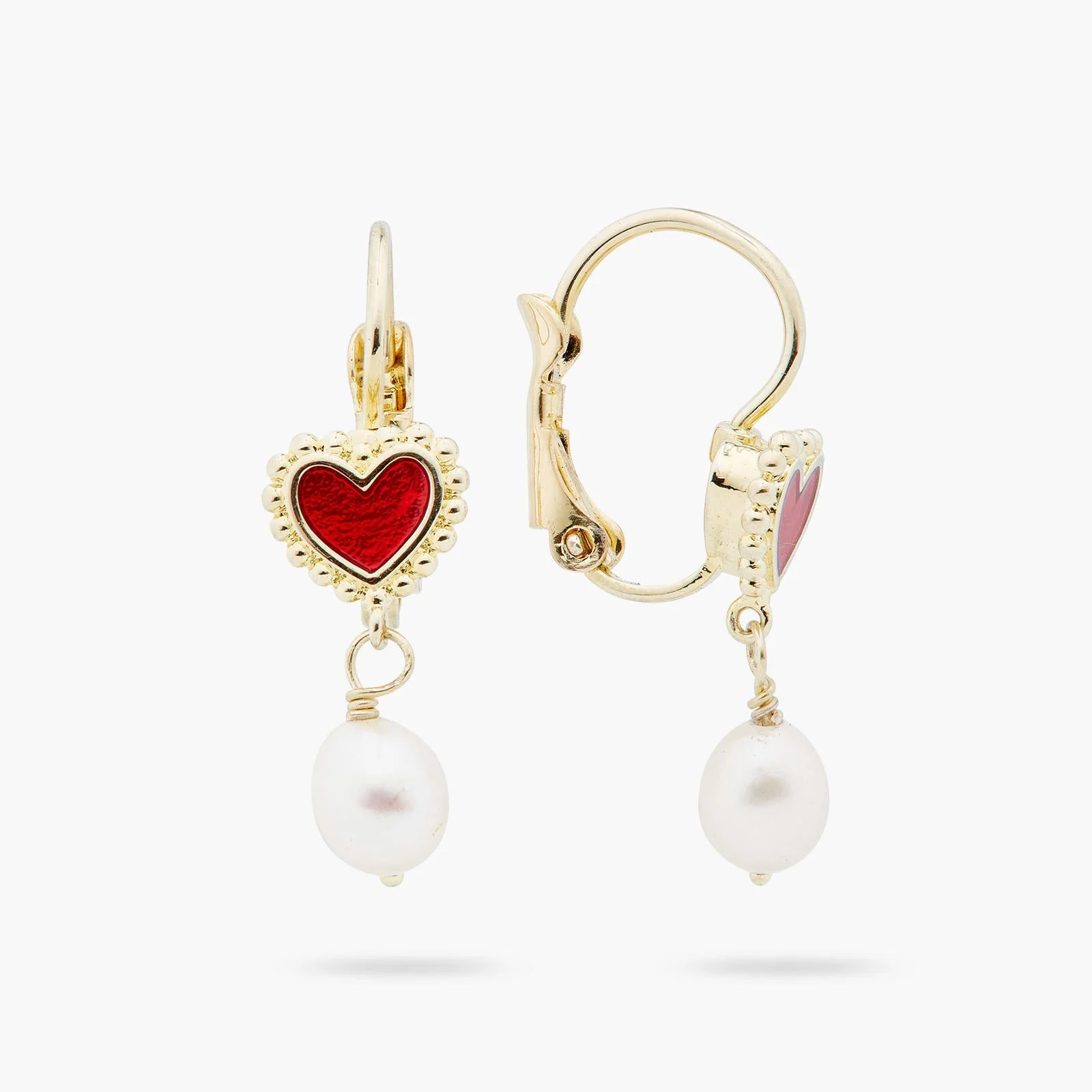 Heart And Cultured Pearl Earrings | ARAD1041 - Image 7