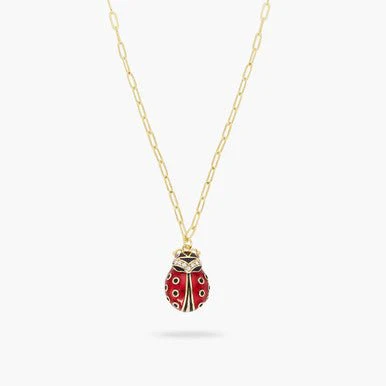 Ladybird And Rectangle Link Chain Necklace | ARAM3011 - Image 4