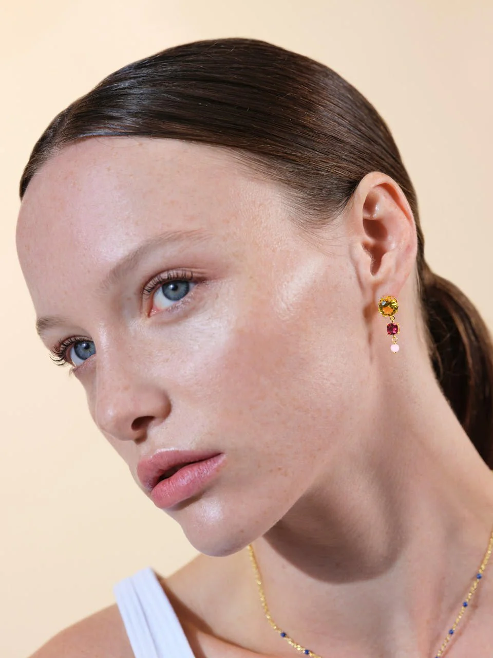 Round And Square Stone Earrings | ARCL1081 - Image 3