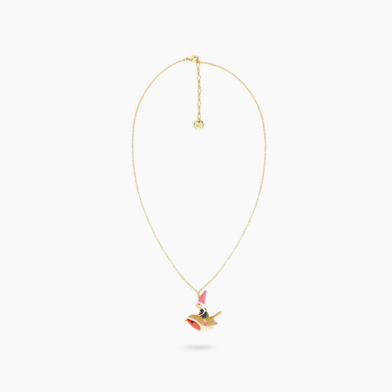Garden Gnome Lady And Bird Riding Pendant Necklace | ARCP3041 - Image 2