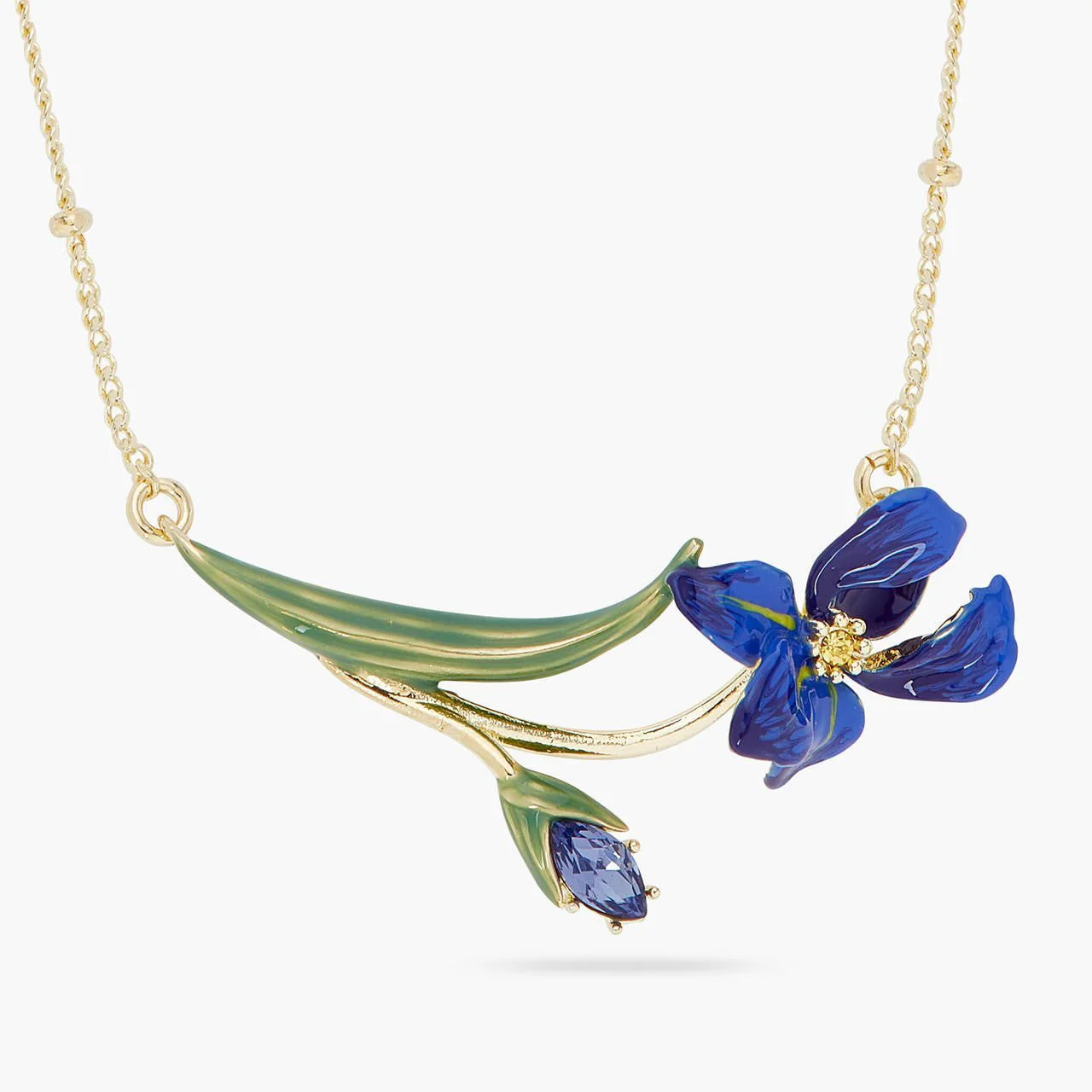 Siberian Iris And Faceted Crystal Fine Necklace | ARIV3051 - Image 4