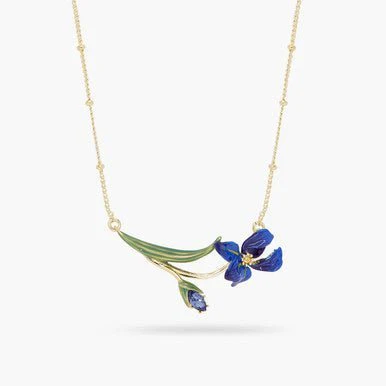 Siberian Iris And Faceted Crystal Fine Necklace | ARIV3051 - Image 5