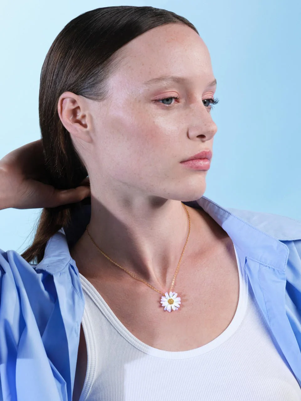Aster Flower Thin Necklace | ARLA3061 - Image 2