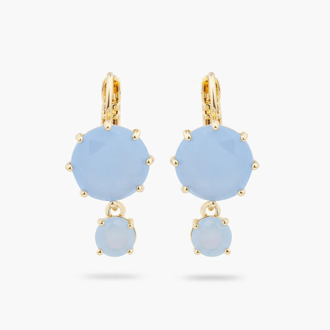Sky Blue Diamantine 2 Round Stone Earrings | ARLD1261 - Image 2