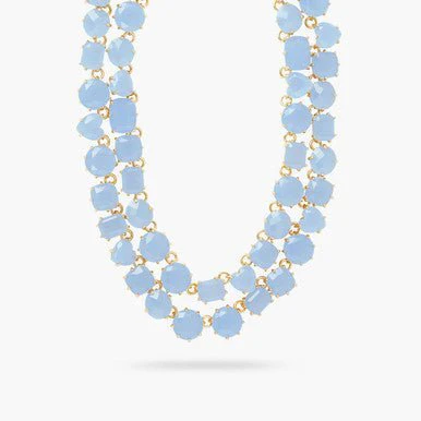 Sky Blue Diamantine Luxurious Two-Row Necklace | ARLD3551 - Image 5