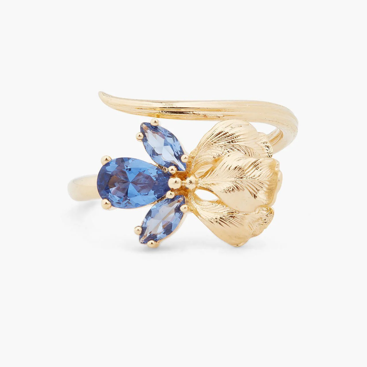 Gold Iris And Blue Cristal Adjustable Ring | ARNF6011