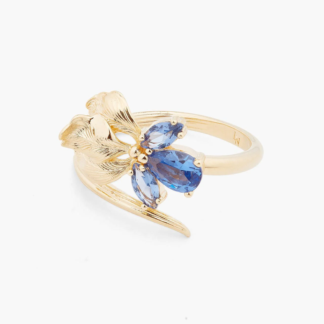 Gold Iris And Blue Cristal Adjustable Ring | ARNF6011 - Image 2