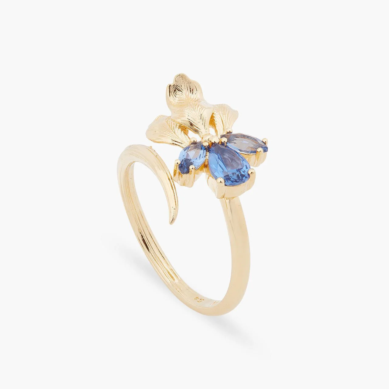 Gold Iris And Blue Cristal Adjustable Ring | ARNF6011 - Image 3