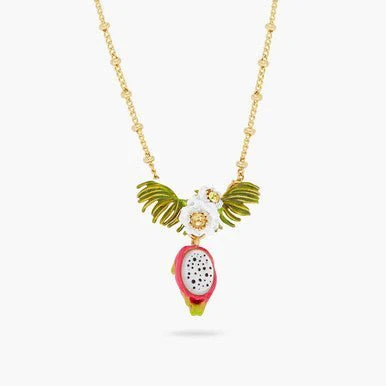 Dragonfruit And Pitaya Flower Pendant Necklace | ARPA3041 - Image 3