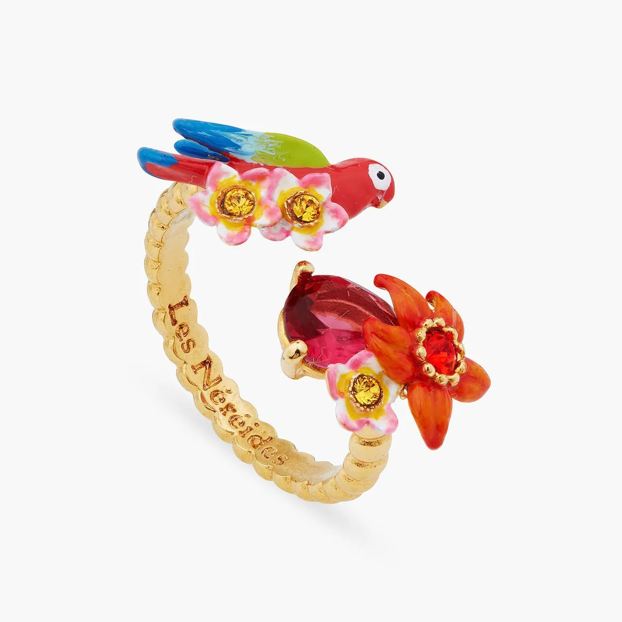 Parrot And Flower You And Me Adjustable Ring | ARPA6011 - Image 2