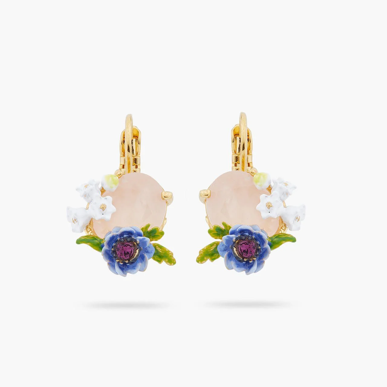 Rose Quartz And Floral Composition Earrings | ARPF1061 - Image 4