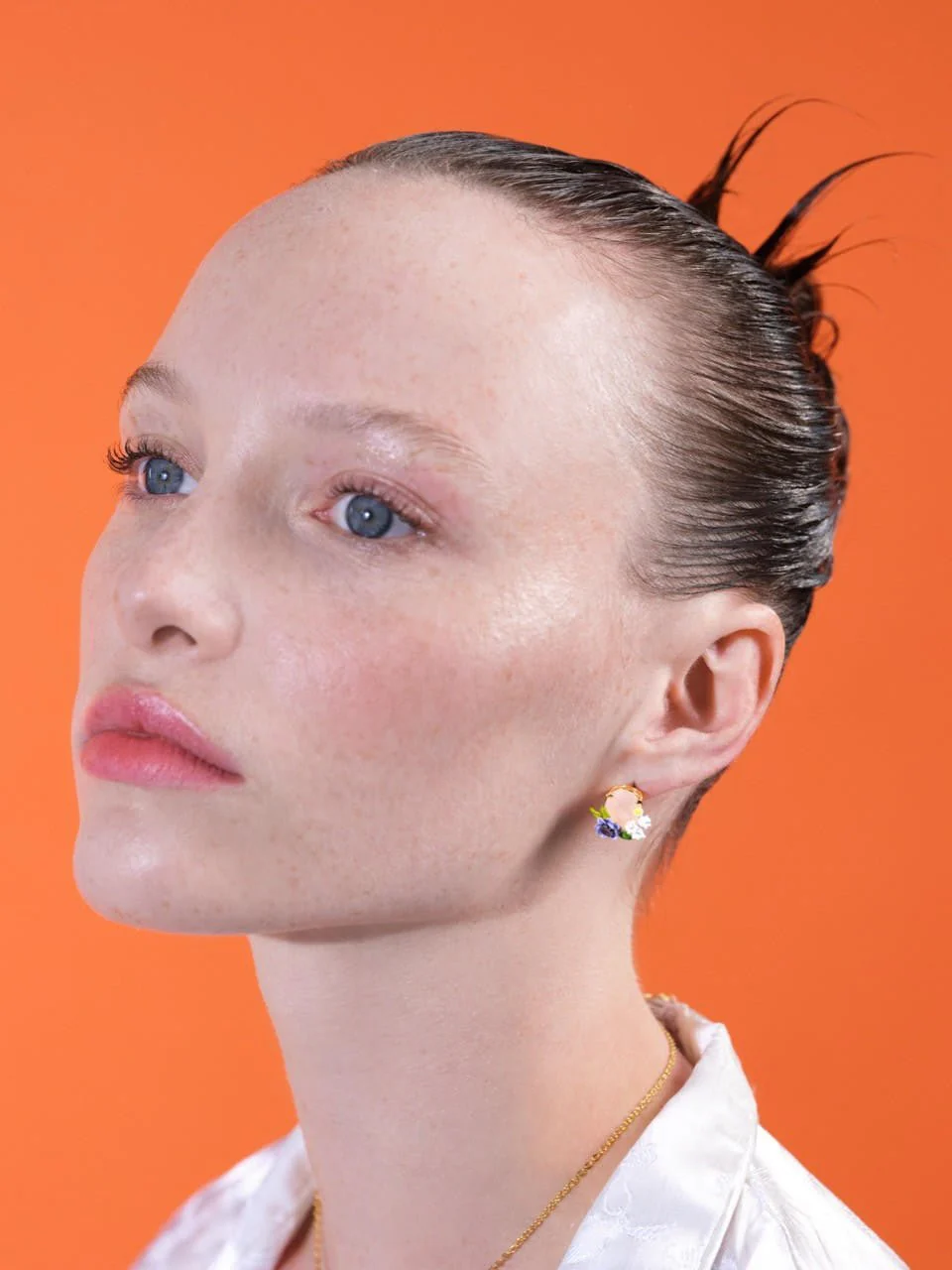 Rose Quartz And Floral Composition Earrings | ARPF1061 - Image 7