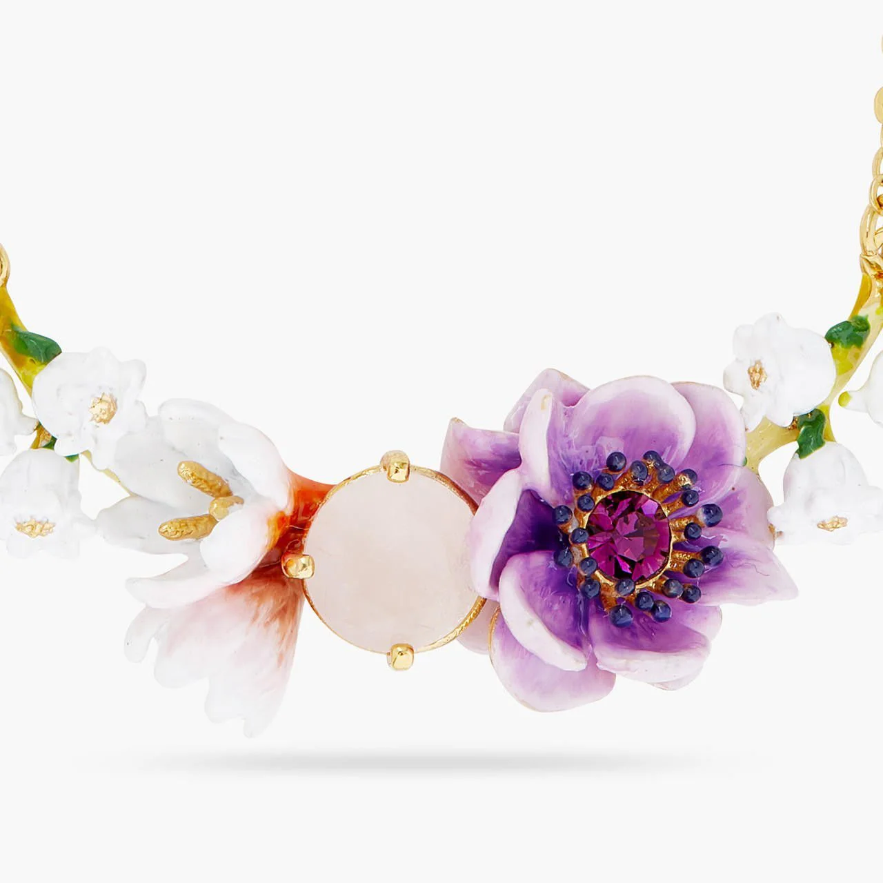Boho 3 Flower Statement Necklace | ARPF3011 - Image 3