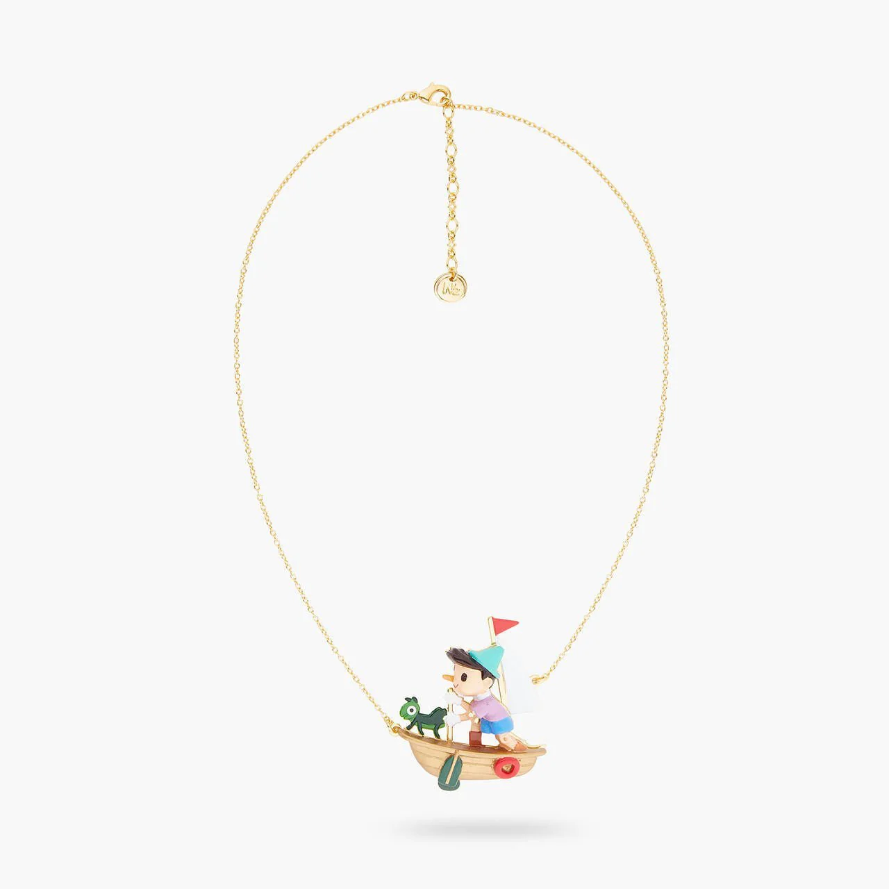 Pinocchio And Cricket On A Boat Necklace | ARPI3071 - Image 2