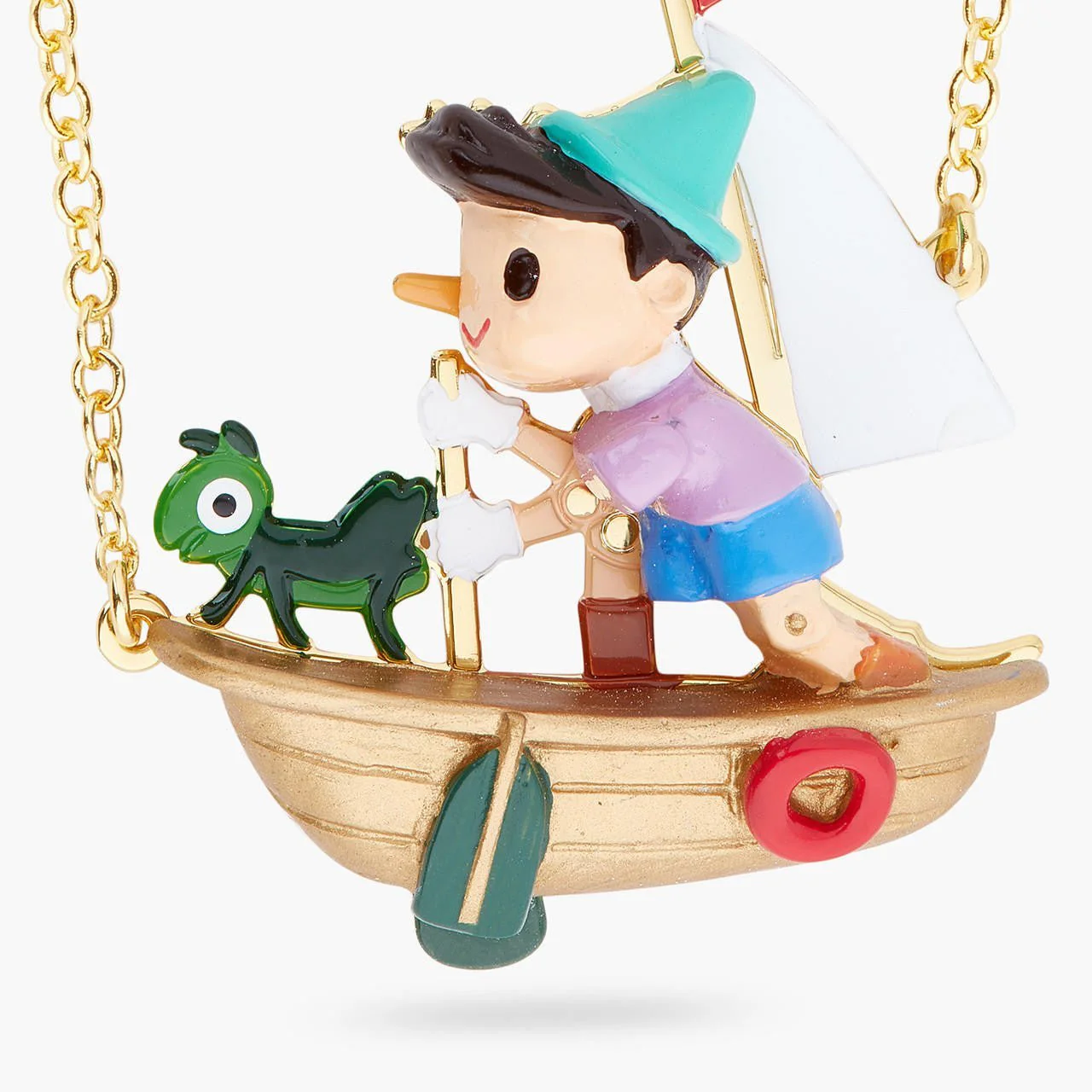 Pinocchio And Cricket On A Boat Necklace | ARPI3071 - Image 3