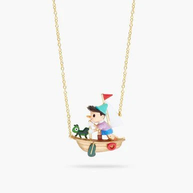 Pinocchio And Cricket On A Boat Necklace | ARPI3071 - Image 4