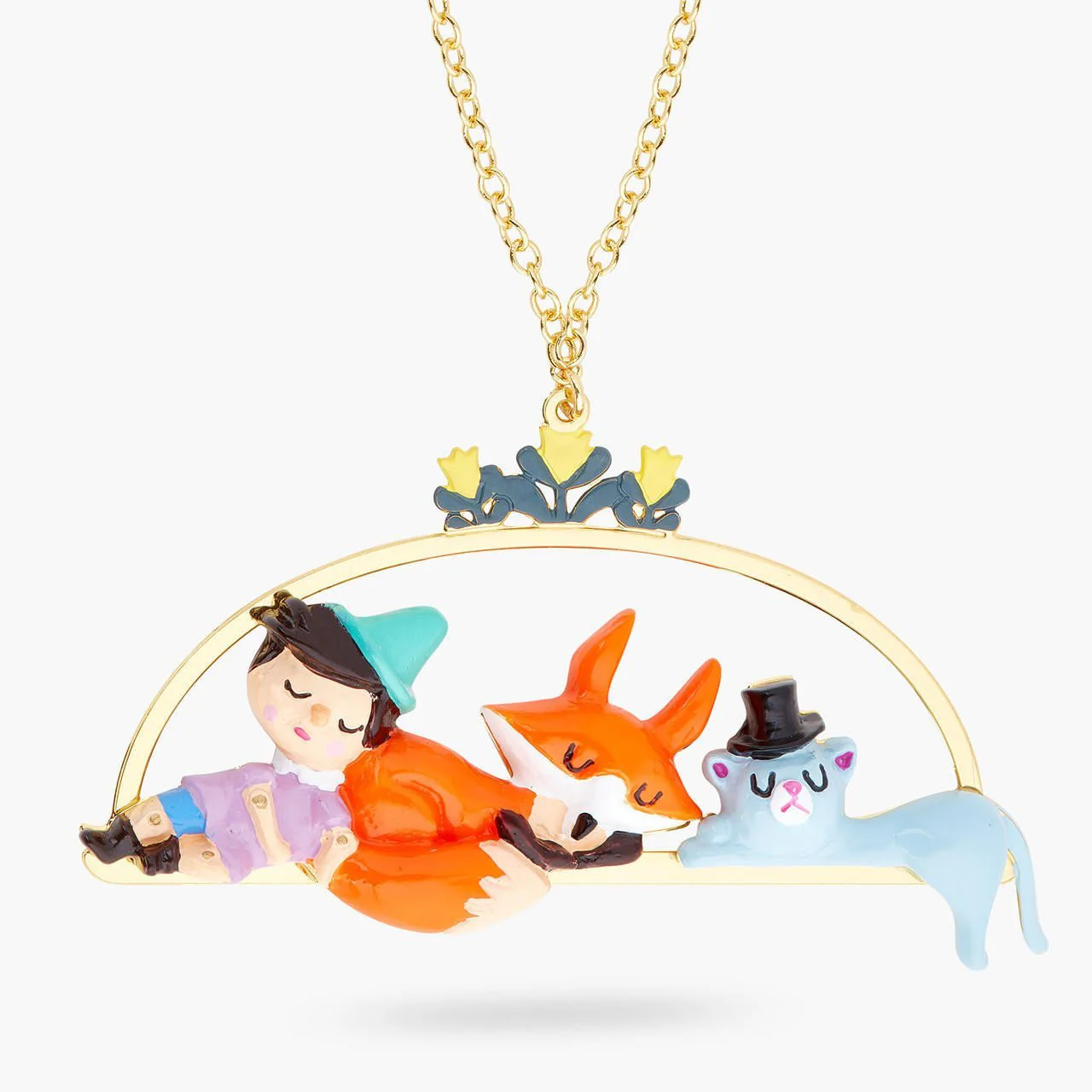 Sleeping Pinocchio And Friend Necklace | ARPI3101 - Image 3