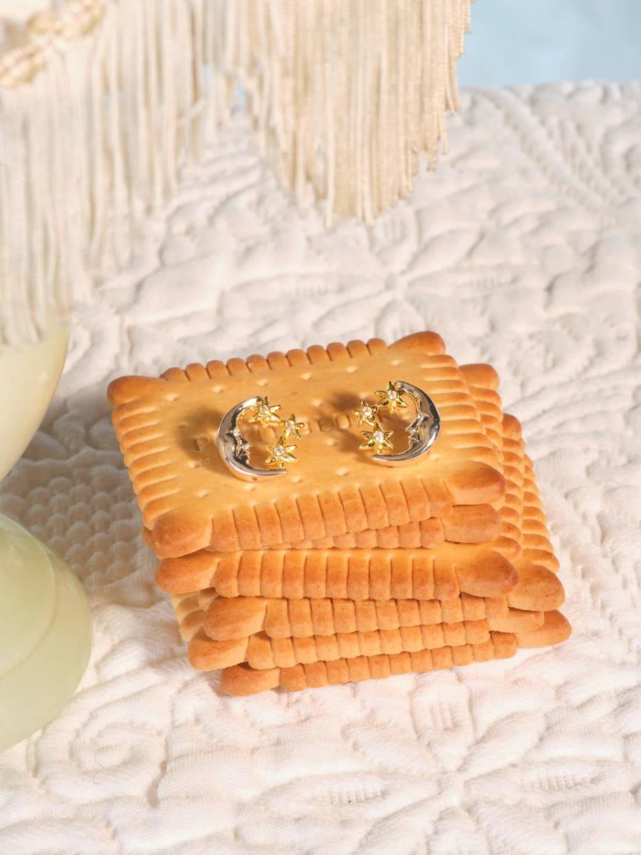 Moon And Star Earrings | ASAM1011 - Image 4