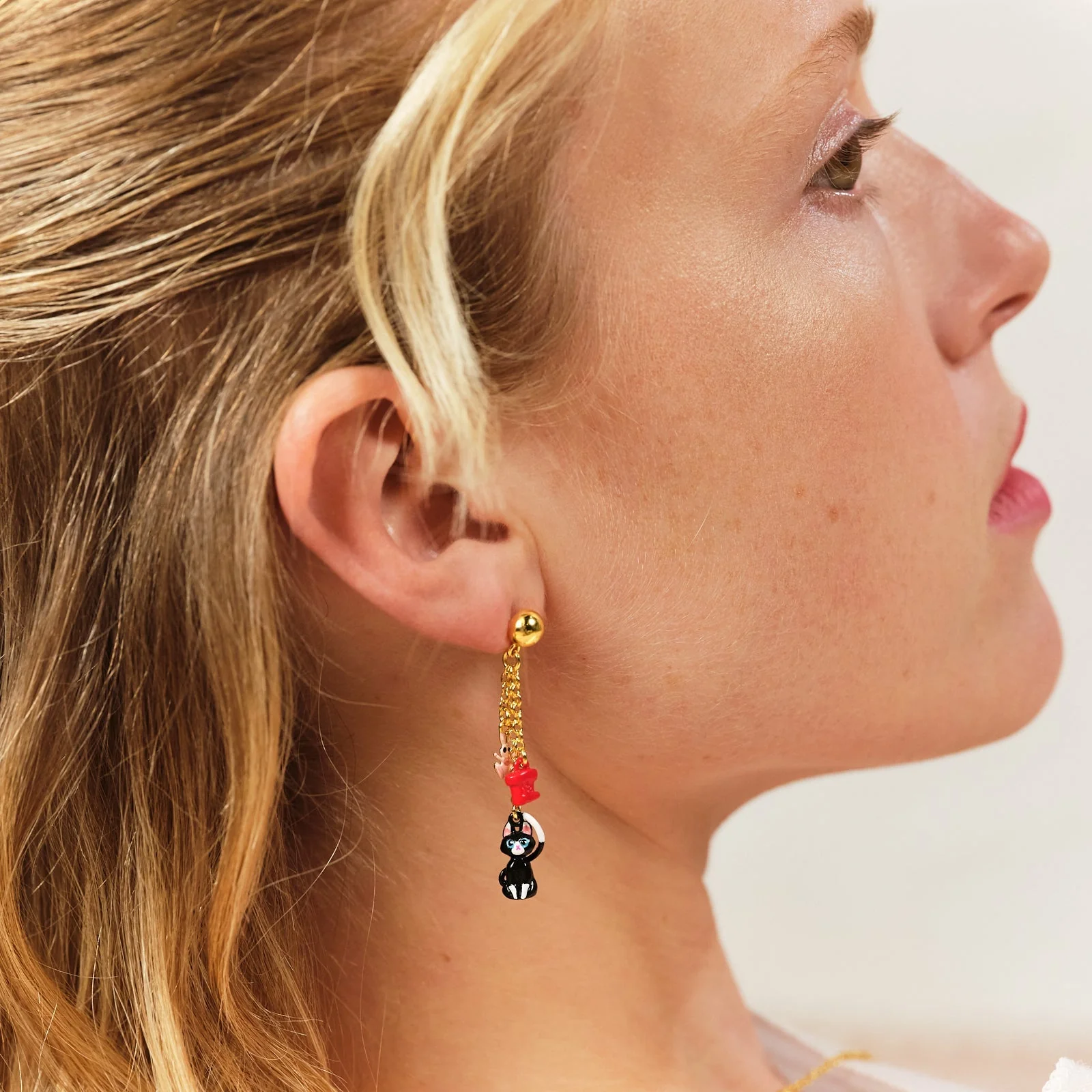 Charming Cat And Red Boots Dangling Earrings | ASCC1021 - Image 4