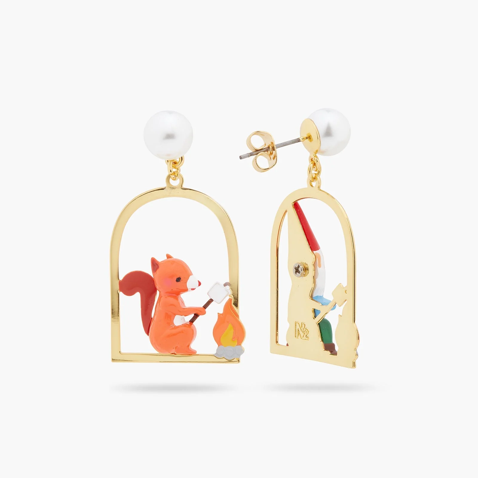 Squirrel, Gnome And Marshmallow Earrings | ASCP1041 - Image 2