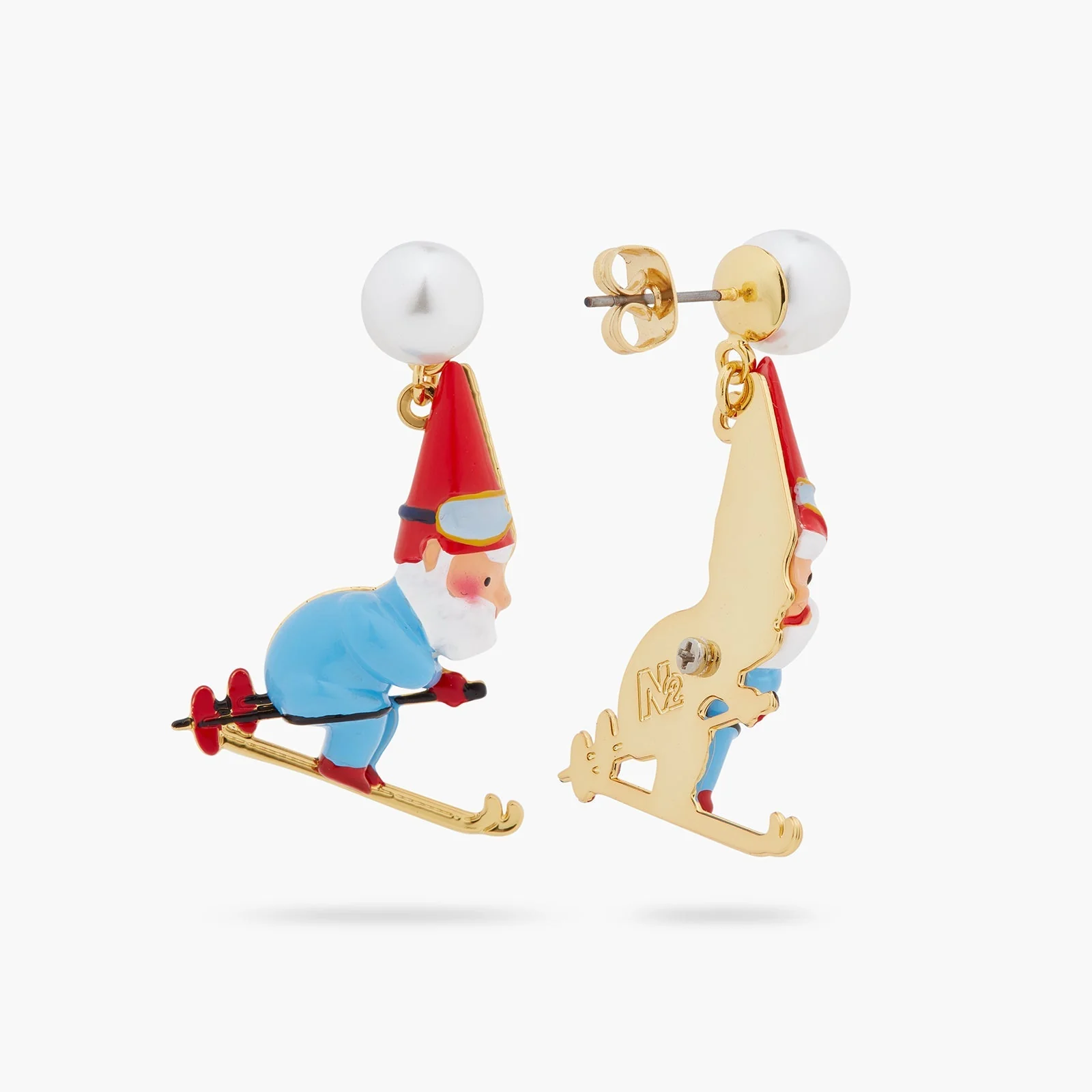 Skiing Garden Gnome Dad Earrings | ASCP1101 - Image 3
