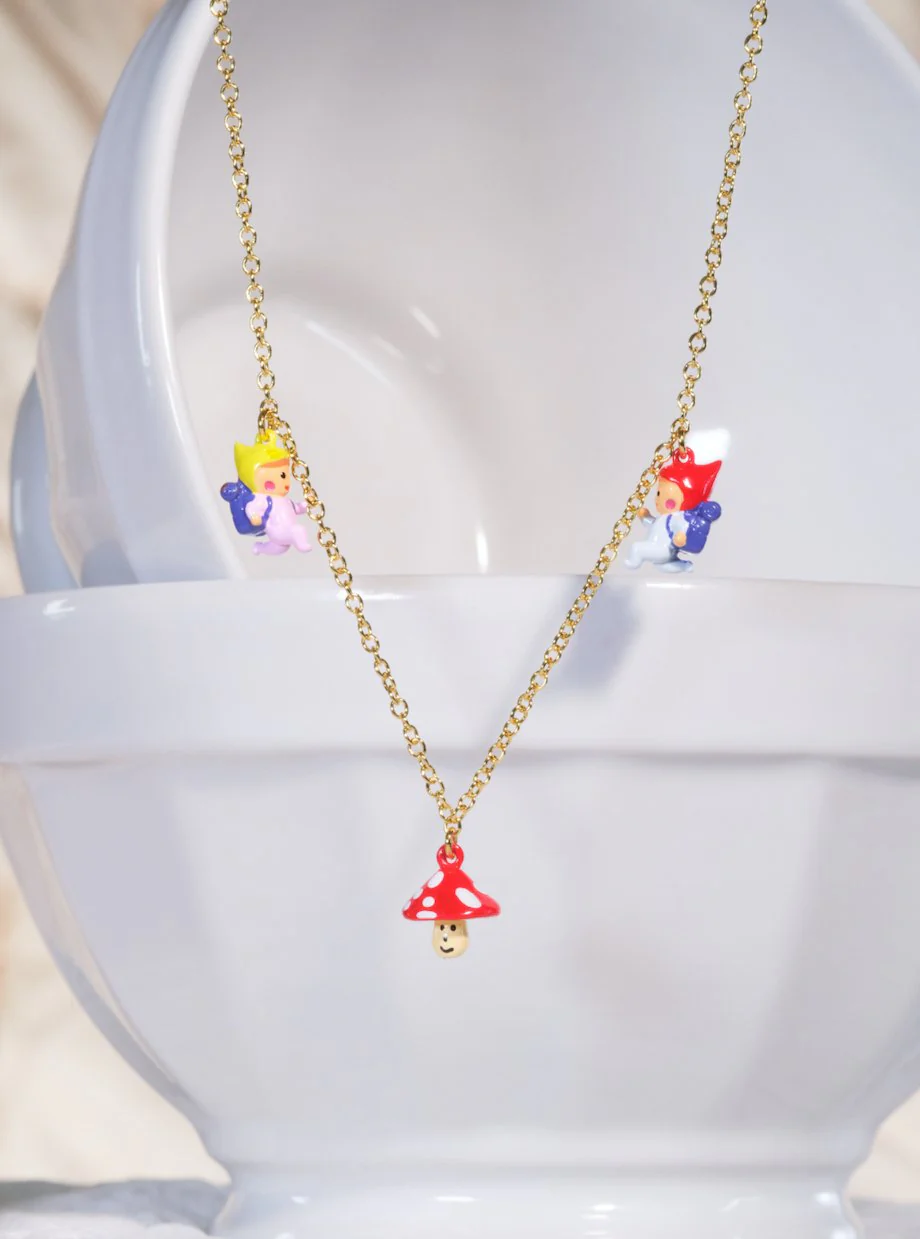Hiking Young Gnomes And Mushroom Charm Necklace | ASCP3051 - Image 5