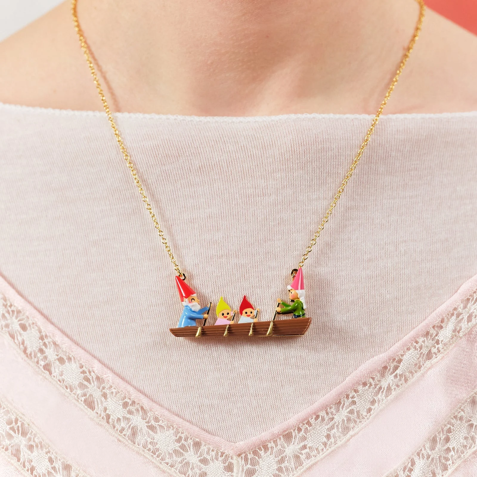 Canoeing Toadstool Family Statement Necklace | ASCP3061 - Image 4