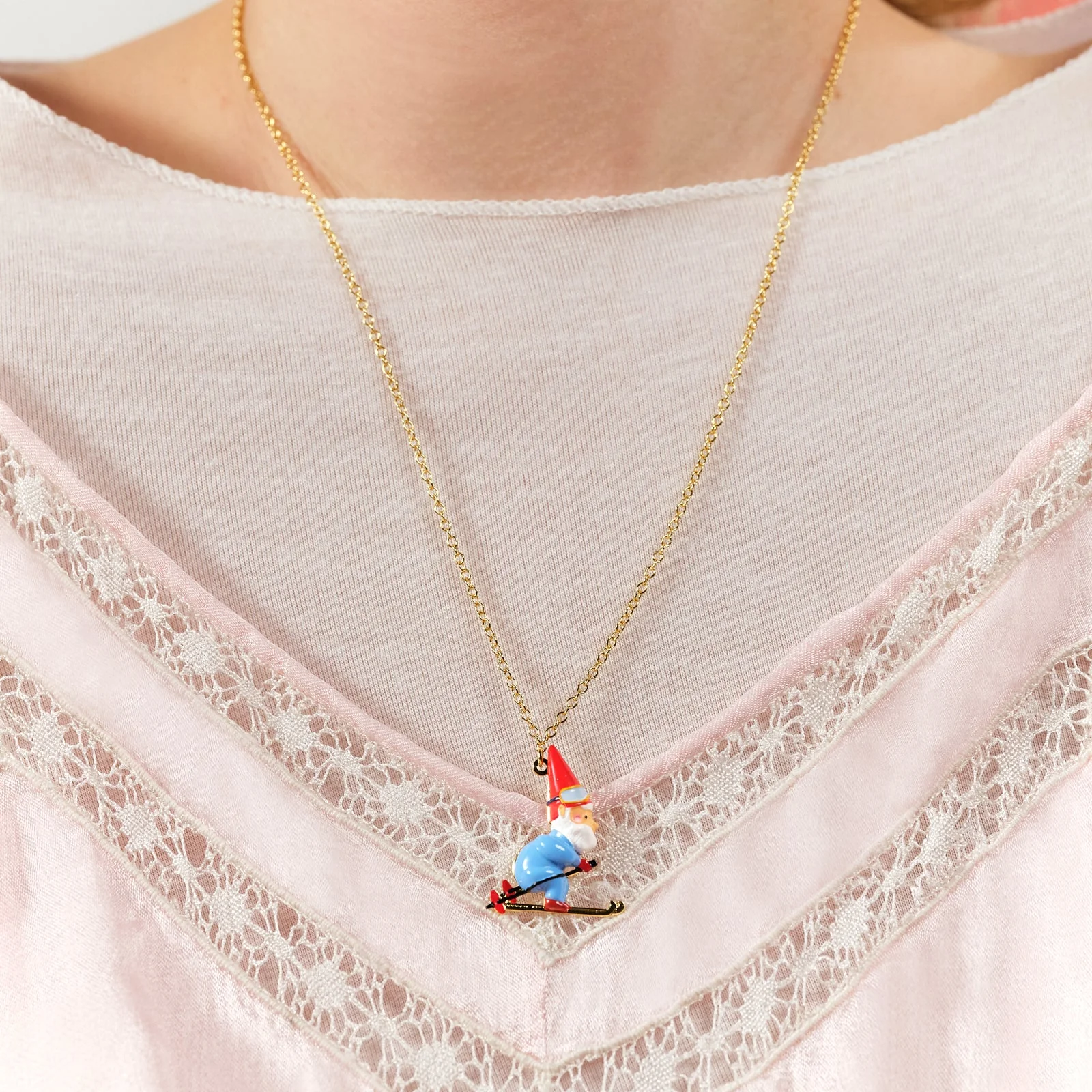 Garden Gnomes And Ski Pendant Necklace | ASCP3101 - Image 2