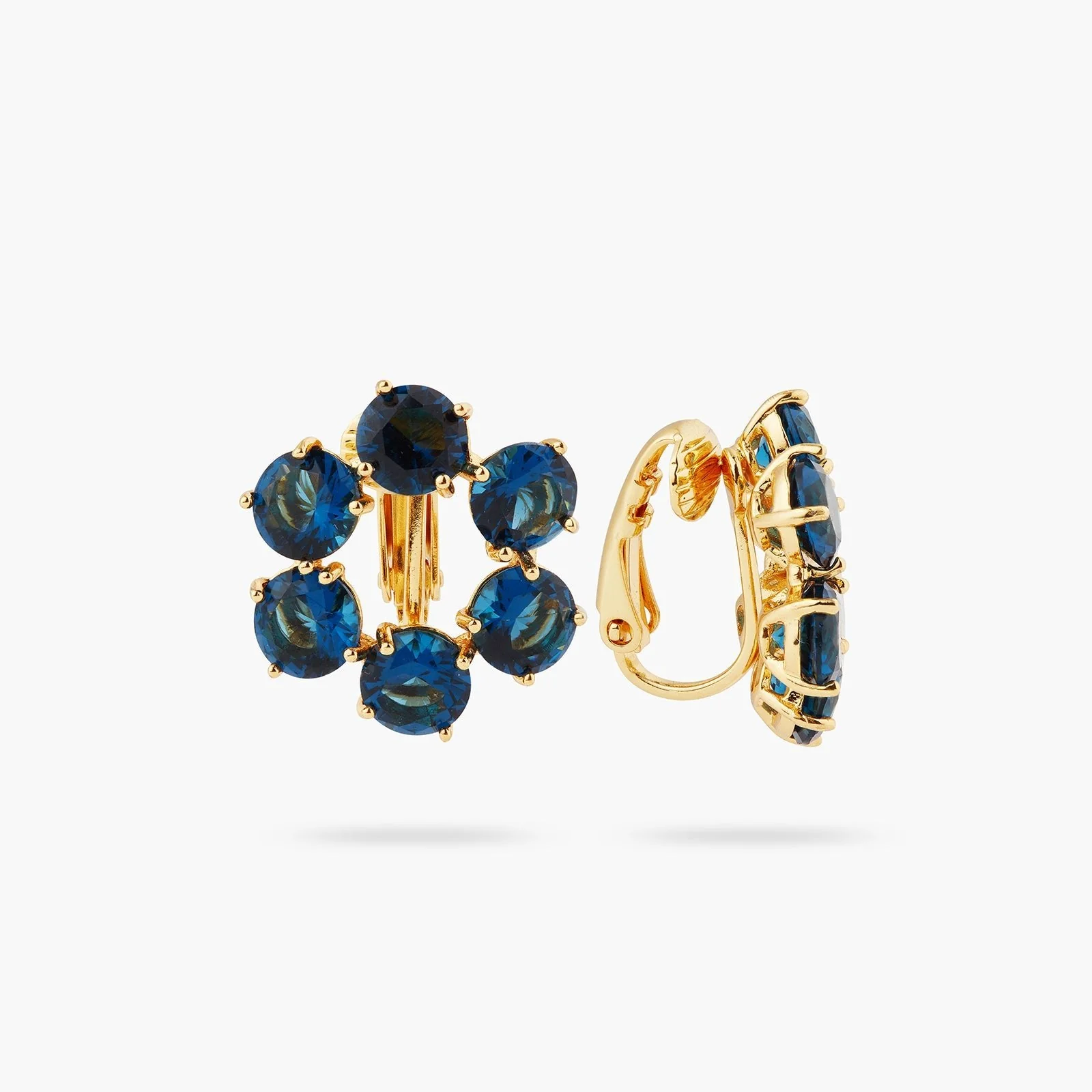Ocean Blue Diamantine 6 Stone Earrings | ASLD1421 - Image 4