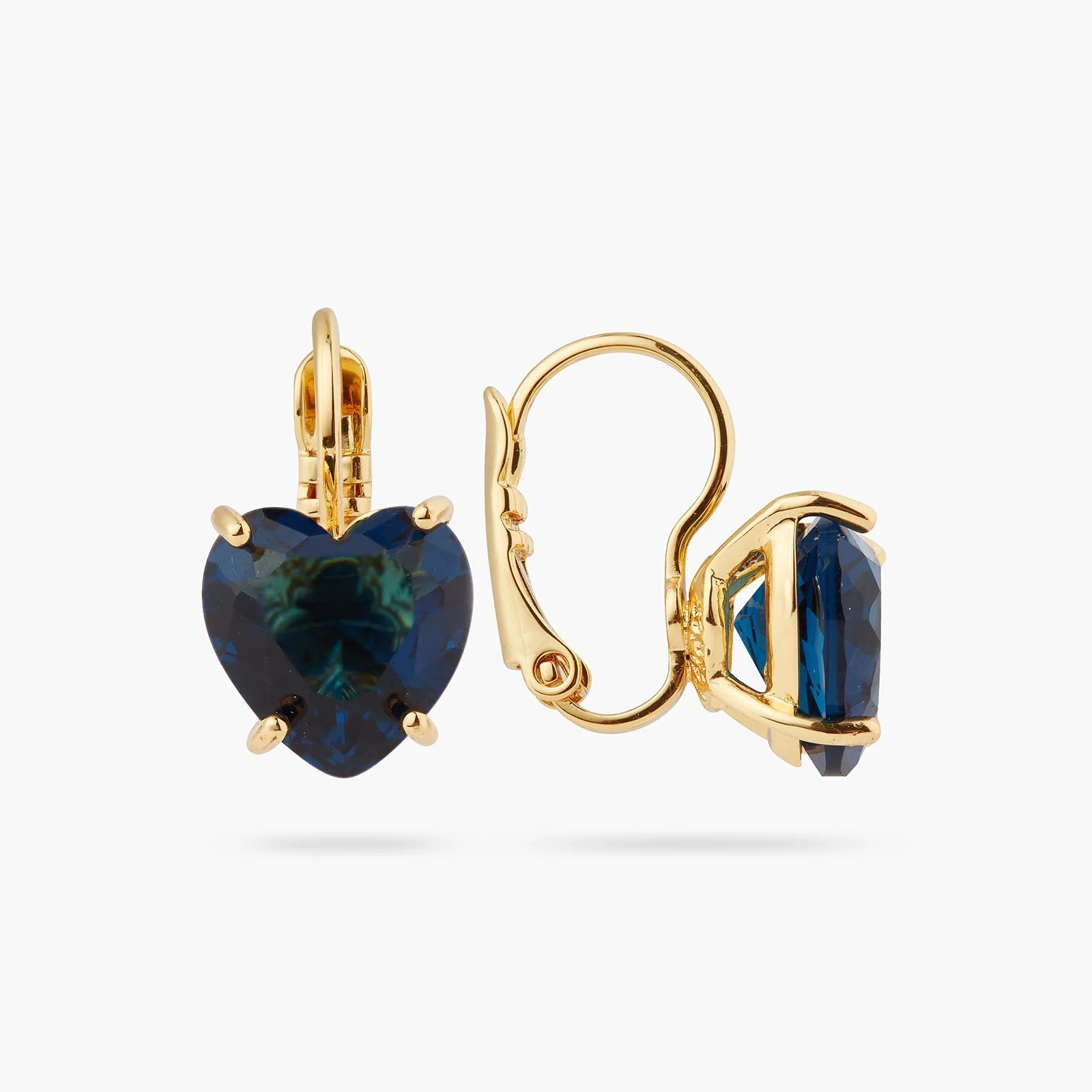 Ocean Blue Heart-Shaped Stone Sleeper Earrings | ASLD1451 - Image 8